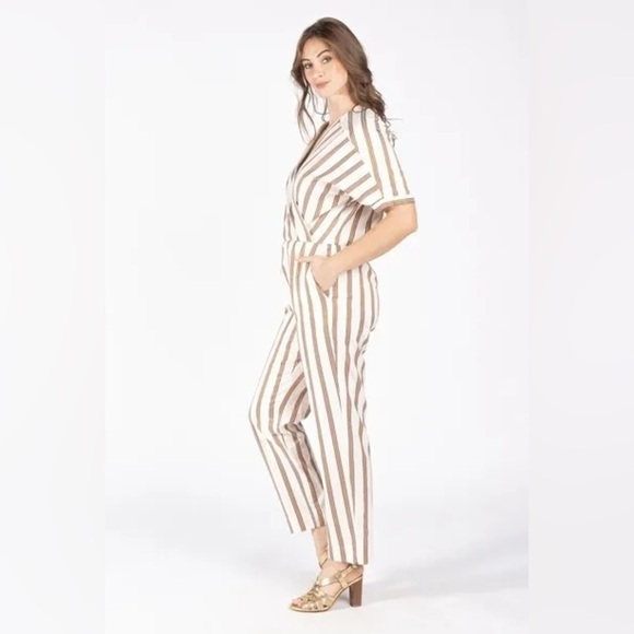 Maje Pieni Striped V-Neck Twill Jumpsuit ( 38 ) 6 - Picture 13 of 15
